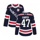 Women Adidas New York Rangers #47 Steven Kampfer Authentic Navy Blue 2018 Winter Classic NHL Jersey