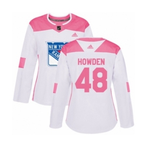 Women Adidas New York Rangers #48 Brett Howden Authentic White Pink Fashion NHL Jersey