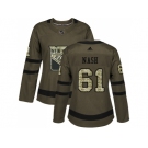 Women Adidas New York Rangers #61 Rick Nash Green Salute to Service Stitched NHL Jersey