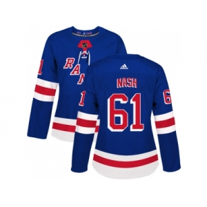 Women Adidas New York Rangers #61 Rick Nash Royal Blue Home Authentic Stitched NHL Jersey