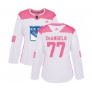 Women Adidas New York Rangers #77 Anthony DeAngelo Authentic White Pink Fashion NHL Jersey