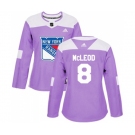 Women Adidas New York Rangers #8 Cody McLeod Authentic Purple Fights Cancer Practice NHL Jersey