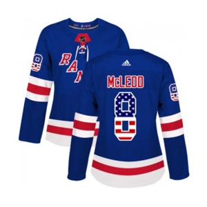 Women Adidas New York Rangers #8 Cody McLeod Authentic Royal Blue USA Flag Fashion NHL Jersey