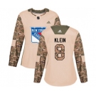 Women Adidas New York Rangers #8 Kevin Klein Authentic Camo Veterans Day Practice NHL Jersey