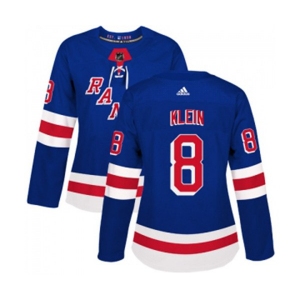 Women Adidas New York Rangers #8 Kevin Klein Authentic Royal Blue Home NHL Jersey