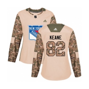 Women Adidas New York Rangers #82 Joey Keane Authentic Camo Veterans Day Practice NHL Jersey