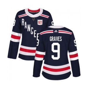 Women Adidas New York Rangers #9 Adam Graves Authentic Navy Blue 2018 Winter Classic NHL Jersey