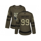 Women Adidas New York Rangers #99 Wayne Gretzky Green Salute to Service Stitched NHL Jersey