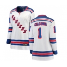 Women New York Rangers #1 Eddie Giacomin Fanatics Branded White Away Breakaway NHL Jersey