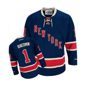 Women Reebok New York Rangers #1 Eddie Giacomin Authentic Navy Blue Third NHL Jersey