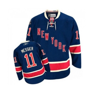 Women Reebok New York Rangers #11 Mark Messier Authentic Navy Blue Third NHL Jersey