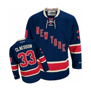 Women Reebok New York Rangers #33 Fredrik Claesson Authentic Navy Blue Third NHL Jersey