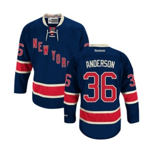 Women Reebok New York Rangers #36 Glenn Anderson Authentic Navy Blue Third NHL Jersey