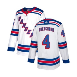 Women Reebok New York Rangers #4 Ron Greschner Authentic White Away NHL Jersey