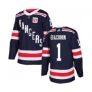 Youth Adidas New York Rangers #1 Eddie Giacomin Authentic Navy Blue 2018 Winter Classic NHL Jersey