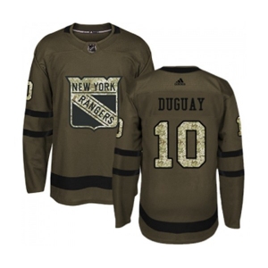 Youth Adidas New York Rangers #10 Ron Duguay Authentic Green Salute to Service NHL Jersey