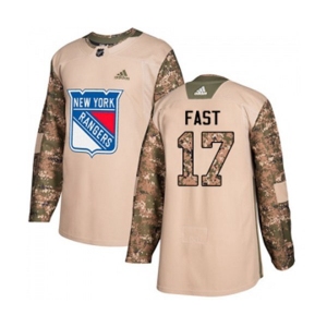 Youth Adidas New York Rangers #17 Jesper Fast Authentic Camo Veterans Day Practice NHL Jersey