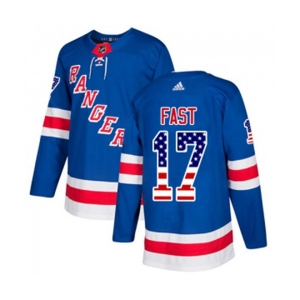 Youth Adidas New York Rangers #17 Jesper Fast Authentic Royal Blue USA Flag Fashion NHL Jersey