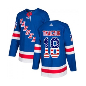 Youth Adidas New York Rangers #18 Walt Tkaczuk Authentic Royal Blue USA Flag Fashion NHL Jersey