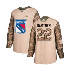 Youth Adidas New York Rangers #22 Mike Gartner Authentic Camo Veterans Day Practice NHL Jersey