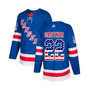 Youth Adidas New York Rangers #22 Mike Gartner Authentic Royal Blue USA Flag Fashion NHL Jersey