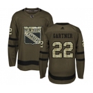 Youth Adidas New York Rangers #22 Mike Gartner Premier Green Salute to Service NHL Jersey