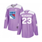 Youth Adidas New York Rangers #23 Jeff Beukeboom Authentic Purple Fights Cancer Practice NHL Jersey