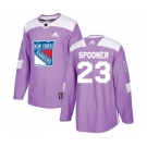 Youth Adidas New York Rangers #23 Ryan Spooner Authentic Purple Fights Cancer Practice NHL Jersey