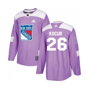 Youth Adidas New York Rangers #26 Joe Kocur Authentic Purple Fights Cancer Practice NHL Jersey