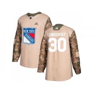 Youth Adidas New York Rangers #30 Henrik Lundqvist Camo Authentic 2017 Veterans Day Stitched NHL Jersey
