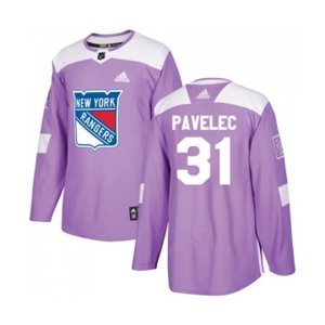 Youth Adidas New York Rangers #31 Ondrej Pavelec Authentic Purple Fights Cancer Practice NHL Jersey
