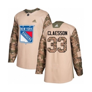 Youth Adidas New York Rangers #33 Fredrik Claesson Authentic Camo Veterans Day Practice NHL Jersey