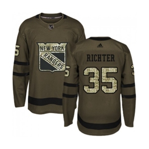 Youth Adidas New York Rangers #35 Mike Richter Authentic Green Salute to Service NHL Jersey