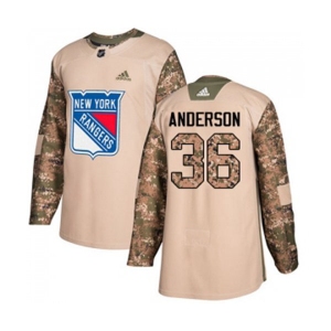 Youth Adidas New York Rangers #36 Glenn Anderson Authentic Camo Veterans Day Practice NHL Jersey