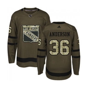 Youth Adidas New York Rangers #36 Glenn Anderson Authentic Green Salute to Service NHL Jersey