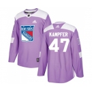 Youth Adidas New York Rangers #47 Steven Kampfer Authentic Purple Fights Cancer Practice NHL Jersey