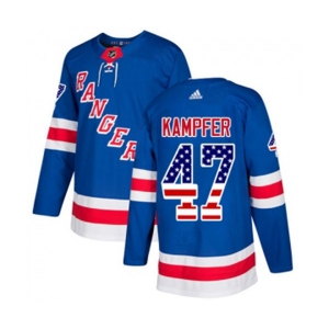 Youth Adidas New York Rangers #47 Steven Kampfer Authentic Royal Blue USA Flag Fashion NHL Jersey