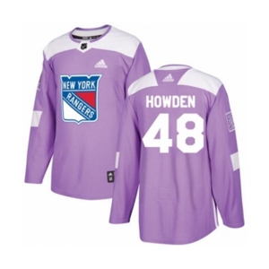 Youth Adidas New York Rangers #48 Brett Howden Authentic Purple Fights Cancer Practice NHL Jersey