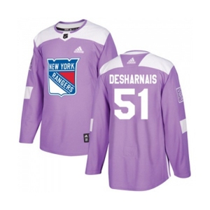 Youth Adidas New York Rangers #51 David Desharnais Authentic Purple Fights Cancer Practice NHL Jersey