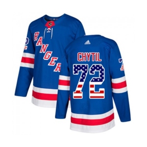 Youth Adidas New York Rangers #72 Filip Chytil Authentic Royal Blue USA Flag Fashion NHL Jersey