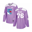 Youth Adidas New York Rangers #76 Brady Skjei Authentic Purple Fights Cancer Practice NHL Jersey