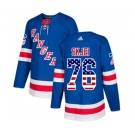 Youth Adidas New York Rangers #76 Brady Skjei Authentic Royal Blue USA Flag Fashion NHL Jersey