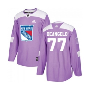 Youth Adidas New York Rangers #77 Anthony DeAngelo Authentic Purple Fights Cancer Practice NHL Jersey