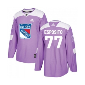 Youth Adidas New York Rangers #77 Phil Esposito Authentic Purple Fights Cancer Practice NHL Jersey