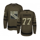 Youth Adidas New York Rangers #77 Phil Esposito Premier Green Salute to Service NHL Jersey