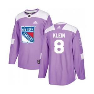 Youth Adidas New York Rangers #8 Kevin Klein Authentic Purple Fights Cancer Practice NHL Jersey