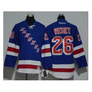 Youth New York Rangers #26 Jimmy Vesey Blue Home Stitched NHL Jersey