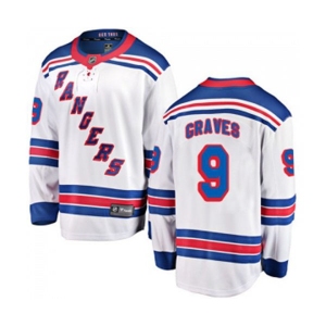 Youth New York Rangers #9 Adam Graves Fanatics Branded White Away Breakaway NHL Jersey