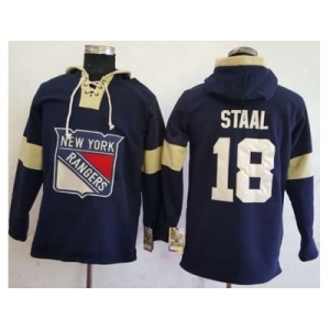 Men's New York Rangers #18 Marc Staal Navy Blue Pullover Hoodie Stitched NHL Jersey