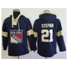 Men's New York Rangers #21 Derek Stepan Navy Blue Pullover Hoodie Stitched NHL Jersey